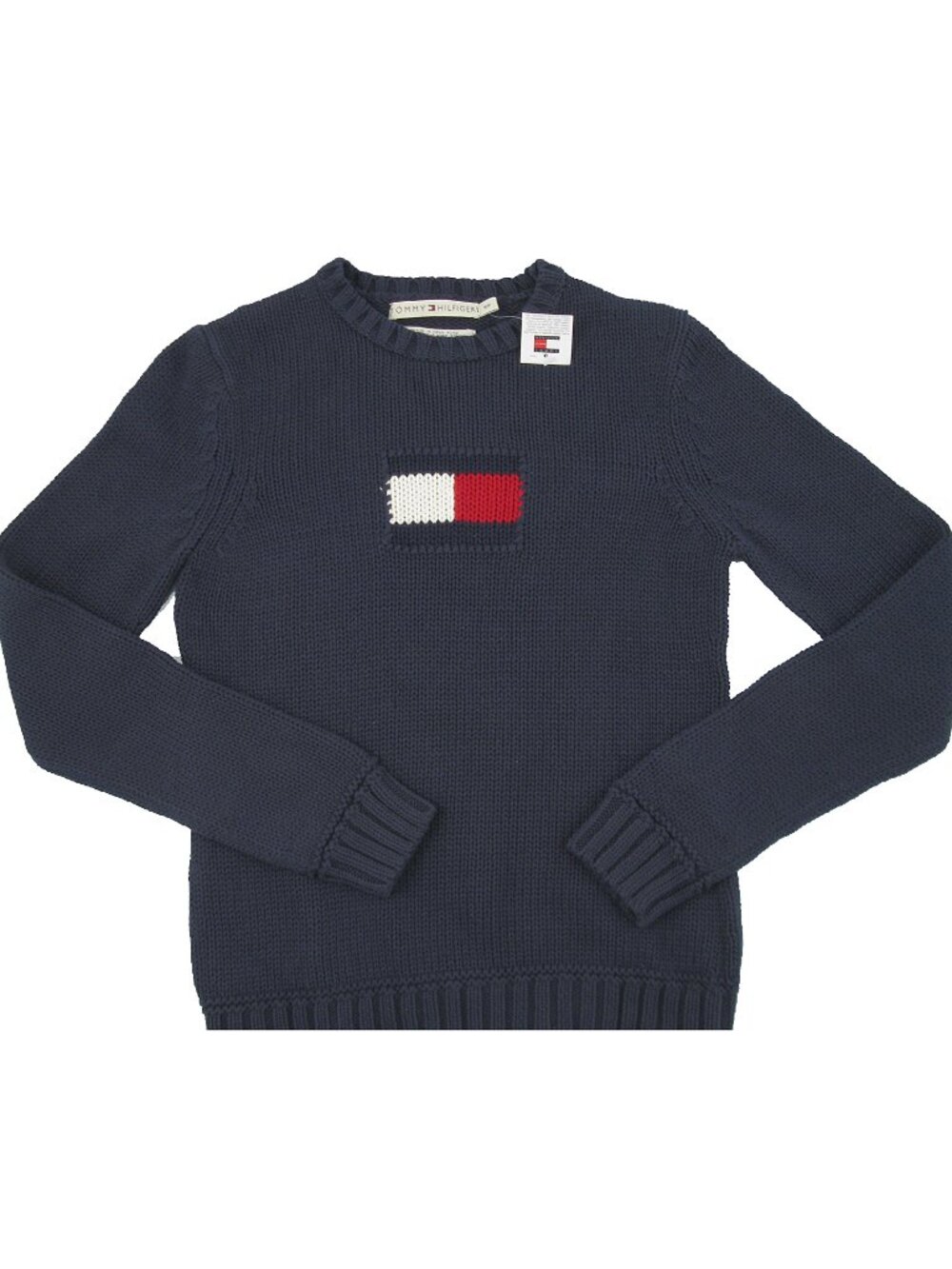 NEW Vintage Tommy Hilfiger Sweater! Medium Navy Huge Tommy Flag Crewneck